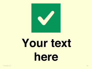 Custom plain background, green square with tick