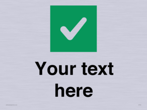 Custom plain background, green square with tick