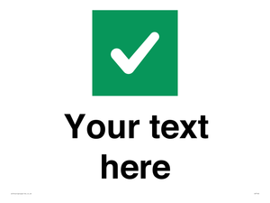 Custom plain background, green square with tick