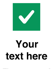 Custom plain background, green square with tick