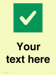 Custom plain background, green square with tick