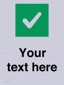 Custom plain background, green square with tick