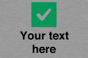 Custom plain background, green square with tick