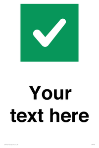 Custom plain background, green square with tick