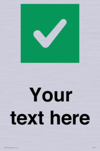 Custom plain background, green square with tick