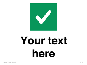 Custom plain background, green square with tick