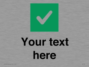 Custom plain background, green square with tick