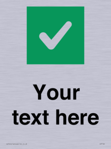 Custom plain background, green square with tick