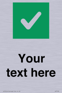 Custom plain background, green square with tick