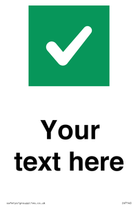 Custom plain background, green square with tick