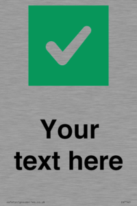 Custom plain background, green square with tick