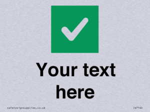 Custom plain background, green square with tick