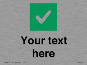 Custom plain background, green square with tick