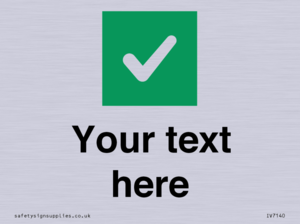 Custom plain background, green square with tick