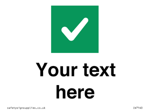 Custom plain background, green square with tick