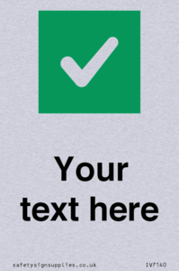 Custom plain background, green square with tick