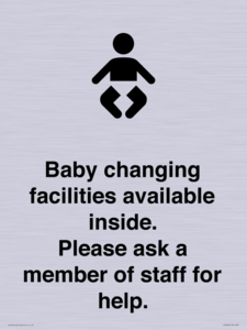 Baby changing facilities available inside. Please ask a member of staff for help.