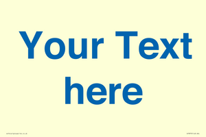 Custom blank information sign. Blue text on a plain background