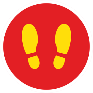 Red with yellow footprints