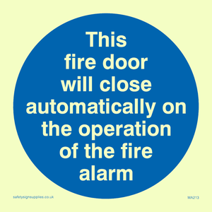 Fire door closes automatically