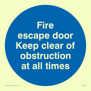 Fire escape no obstructions