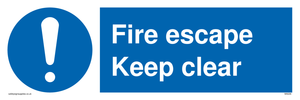 fire escape keep clear sign 