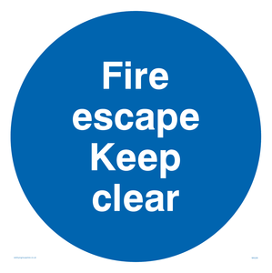 fire escape keep clear sign 