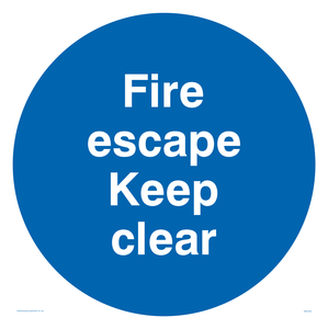 fire escape keep clear sign 