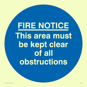 Fire notice no obstructions