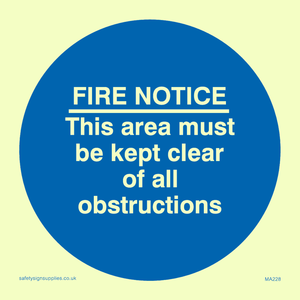 Fire notice no obstructions