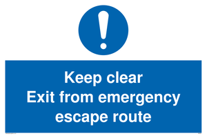 keep clear exit from emergency escape route