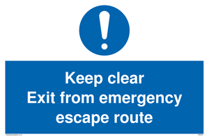 keep clear exit from emergency escape route