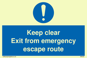 keep clear exit from emergency escape route