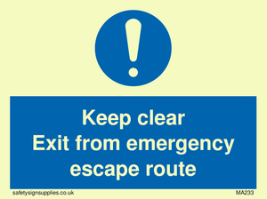 keep clear exit from emergency escape route