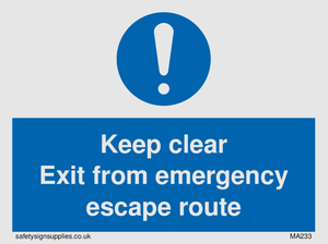 keep clear exit from emergency escape route