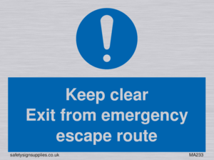 keep clear exit from emergency escape route