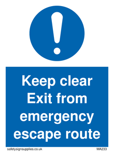 keep clear exit from emergency escape route