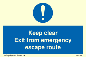keep clear exit from emergency escape route