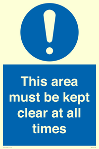 this area must be kept clear at all times