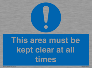 this area must be kept clear at all times