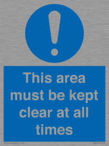 this area must be kept clear at all times