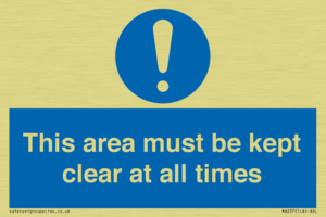 this area must be kept clear at all times