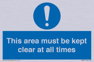 this area must be kept clear at all times