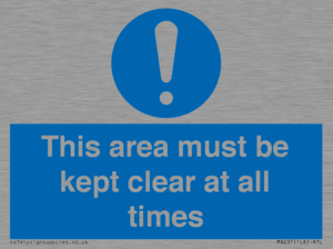 this area must be kept clear at all times