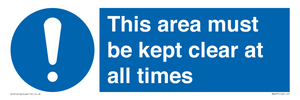 this area must be kept clear at all times