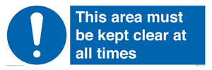 this area must be kept clear at all times