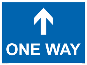 One way with up directional arrow sign 
