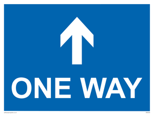 One way with up directional arrow sign 