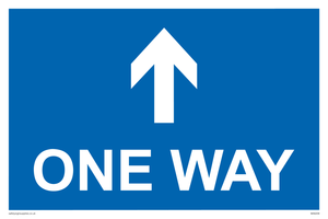 One way with up directional arrow sign 