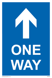 One way with up directional arrow sign 